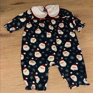 Santa Print Footie NWOT
